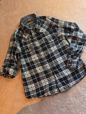 JACHS Girlfriend Black and White Plaid Button-Front Shirt